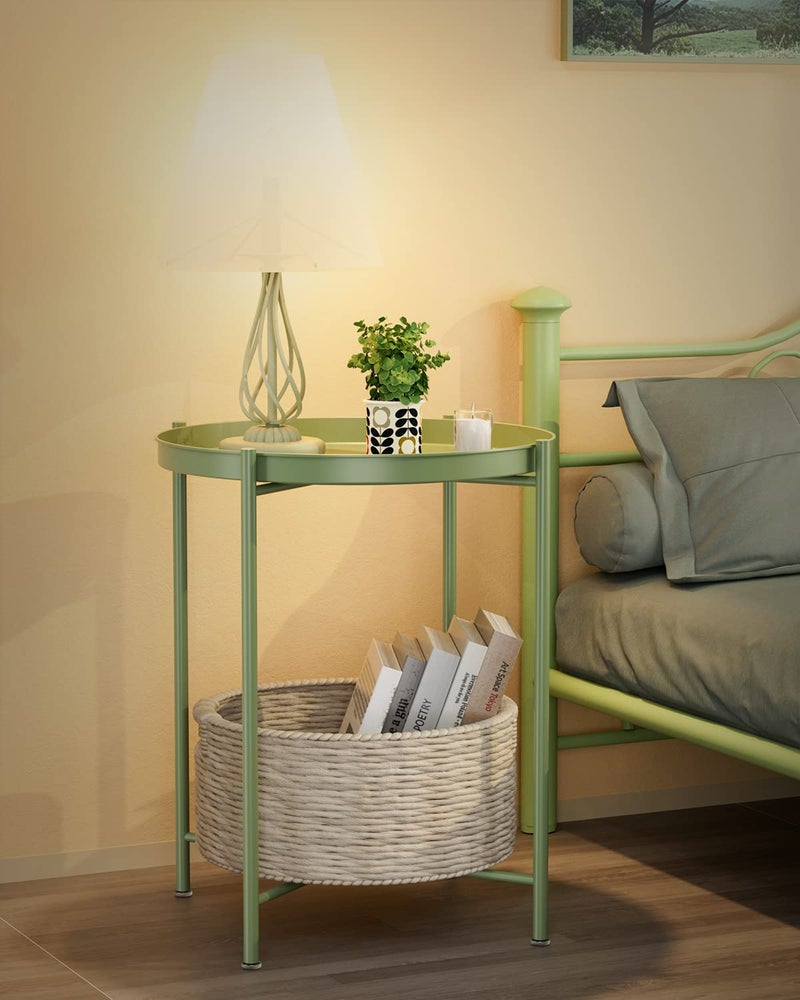 EKNITEY Small Side End Table - Metal Side Table Waterproof Small Sofa Coffee Side Tables Bedroom Indoor Outdoor with Removable Tray for Living Room Bedroom Balcony and Office - Image 2